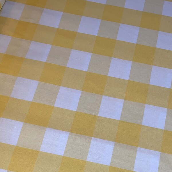 CLEARANCE fabric sale, LEMON Yellow 1" Gingham Buffalo Check 100% Cotton Fabric Finders