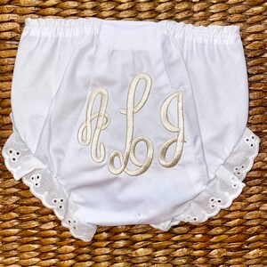 Circle Script Monogrammed Diaper Cover, Classic EMPIRE FONT Monogram Embroidered Design