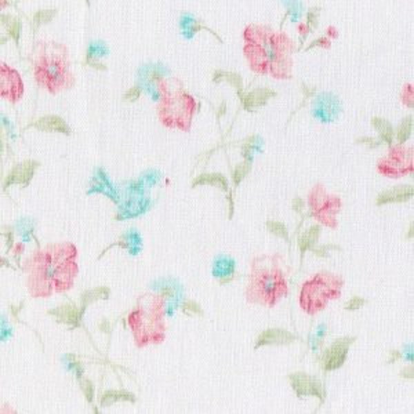 Blue Birds Pink Flowers 100% Cotton Fabric Finders