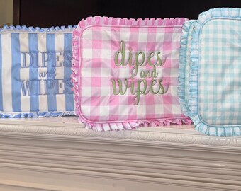 Diaper and Wipe Holder, Wipeable Toiletry Essentials Pouch, Diaper Pouch Bag, Wipes & Dipes clutch, Make up bag