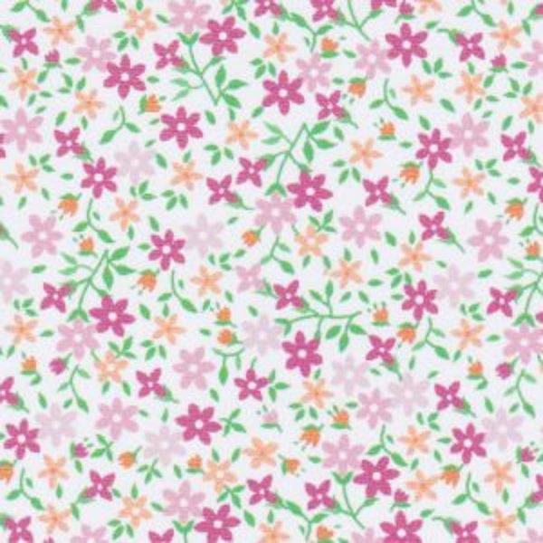 Pink Orange and Green Floral fabric, 100% Cotton from Fabric Finders Inc