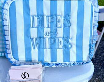Baby Diaper Pouch, Cute Cosmetic bag, Bridesmaid gifts, Toiletry Bag, Dipes and Wipes