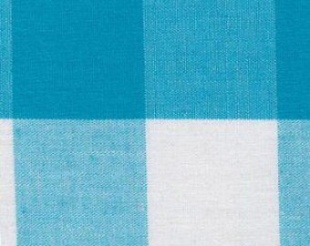 Turquoise 1" Gingham Buffalo check  fabric