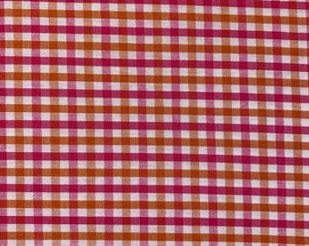Orange and Raspberry Tattersall Fabric