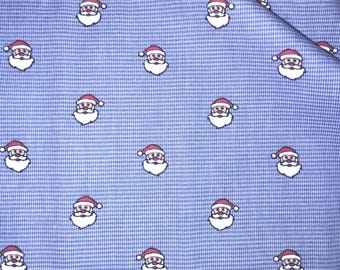 Santa Claus on Royal Blue Micro check fabric