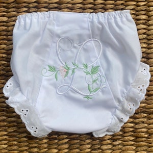 Vintage Floral Monogram Bloomer / Personalized Baby Girl Diaper Cover image 8