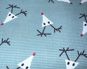 Reindeer Green Plaid Christmas Cotton Fabric by the Yard for Sewing Apparel Children Clothing Smocking Applique