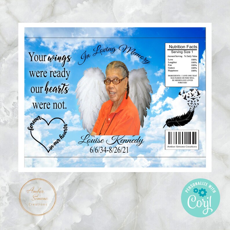 Memorial Chip Bags Funeral Chip Bags Repass Template Etsy Canada