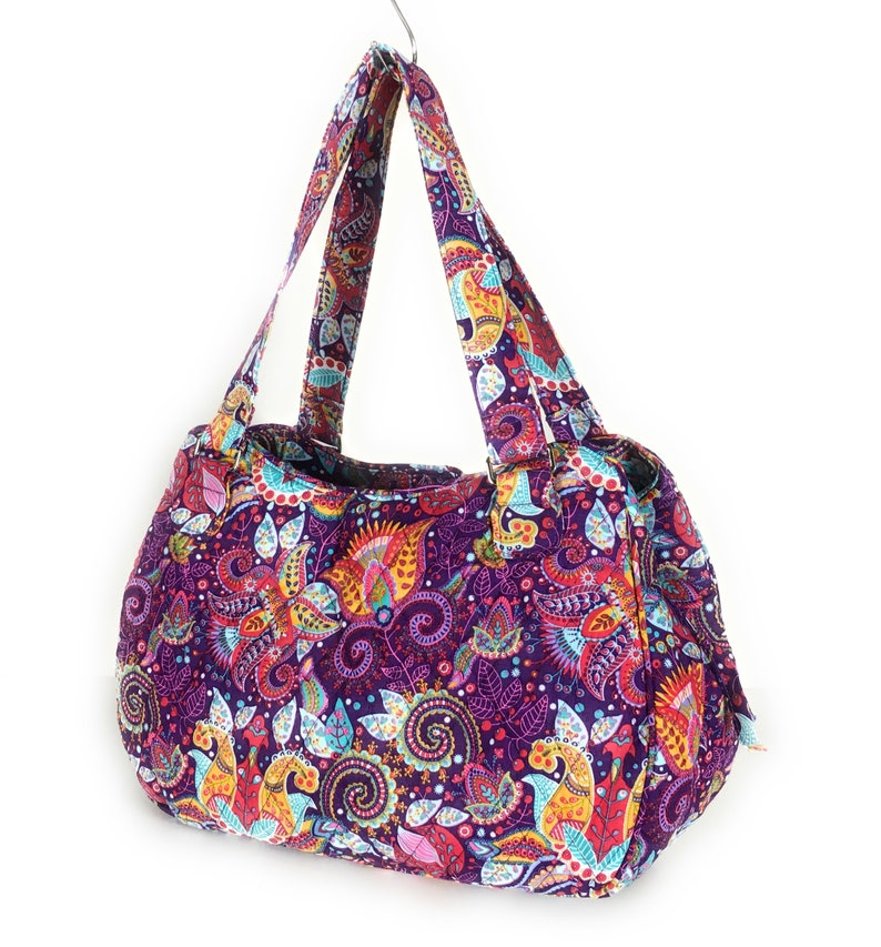 Quilted Cotton Shoulder Handbag With Multiple Pockets Etsy