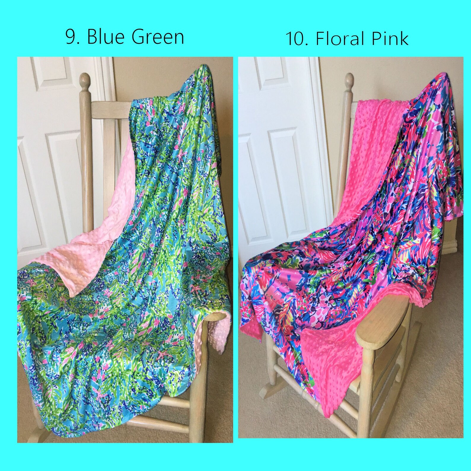 Preppy Floral Pattern Minky Blanket Throw 50 x 60 Etsy