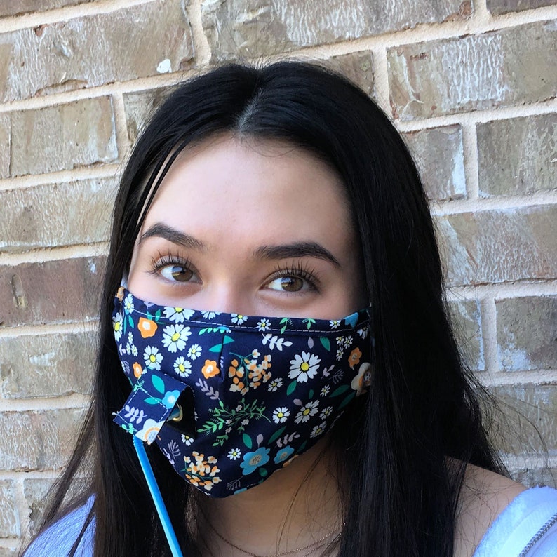 Straw Hole Face Mask Mask With Straw Insert Drinking Masks Etsy