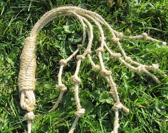 Sisal Disciplina Whip "Three Dark Days": Triple-Knotted Seven Falls Instrument of Penance