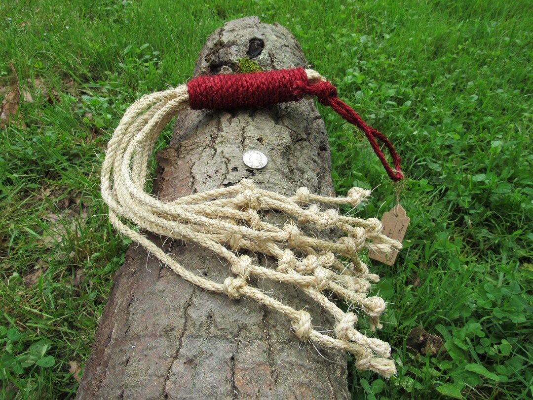 Cat of Nine Tails Rope Whip Scourge Flogger With Plain, Scarlet, or ...