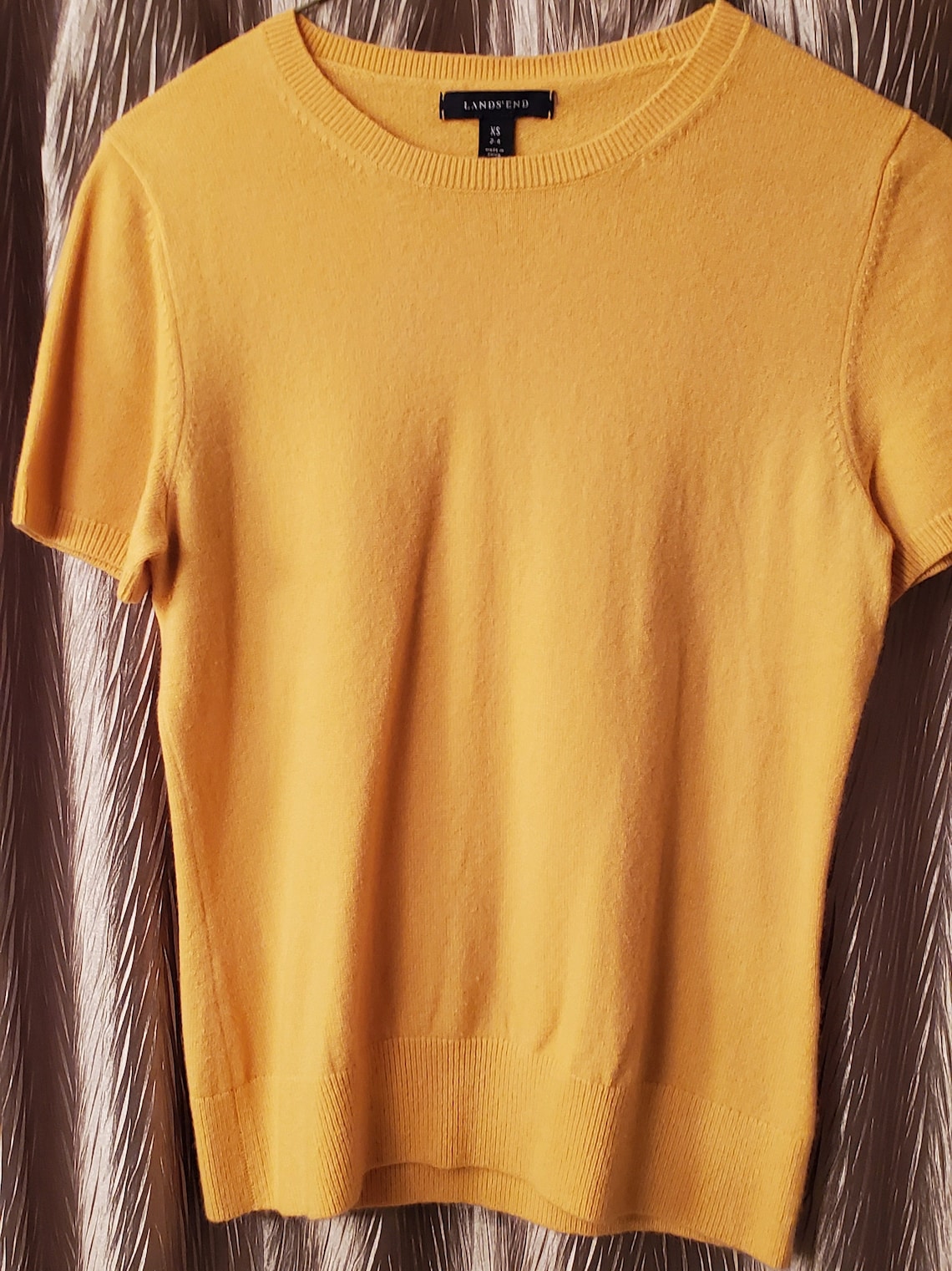 Womens Cashmere Sweater Set Lands End Color Yellow/Mustard Etsy