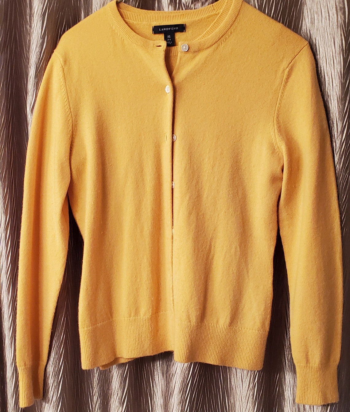 Womens Cashmere Sweater Set Lands End Color Yellow/Mustard Etsy