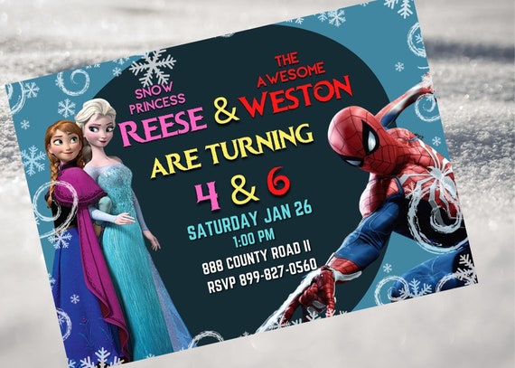Invitation Frozen 2 Invitation Elsa Spiderman Invitation Etsy Canada