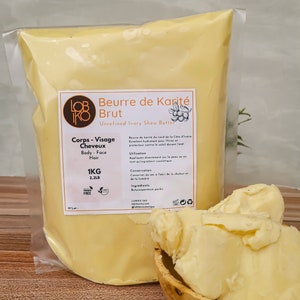 1kg Beurre de karité brut, cru, pur non raffiné 100% naturel Raw african ivoiry shea butter image 1