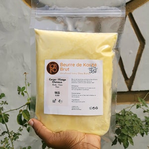 1kg Beurre de karité brut, cru, pur non raffiné 100% naturel Raw african ivoiry shea butter image 2