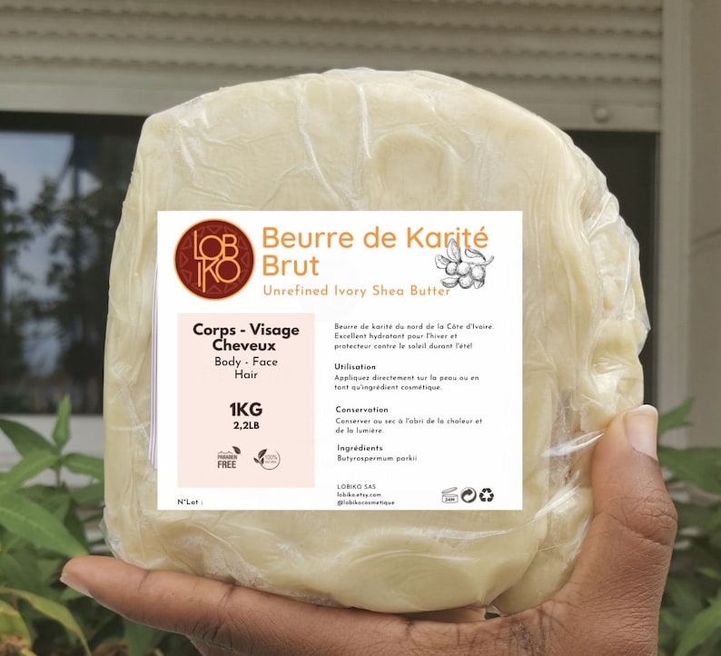 1kg Beurre de karité brut, cru, pur non raffiné 100% naturel Raw african ivoiry shea butter image 5