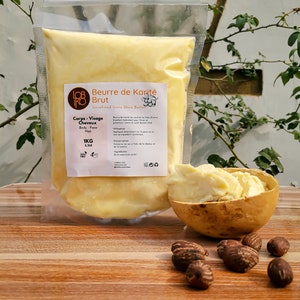 1kg Beurre de karité brut, cru, pur non raffiné 100% naturel Raw african ivoiry shea butter image 3
