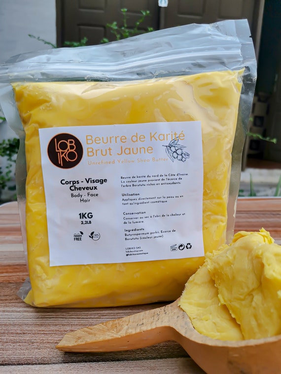 1kg Beurre de karité Jaune brut 100% naturel cru non raffiné Aux