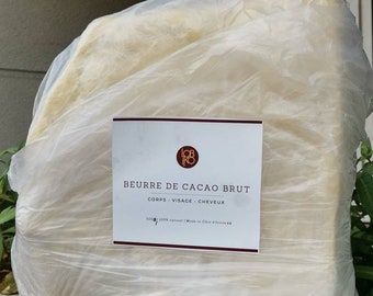 5kg Beurre de cacao brut, pur, cru, 100% naturel, non raffiné, non OGM - De Côte d'Ivoire- raw cocoa butter bulk wholesale