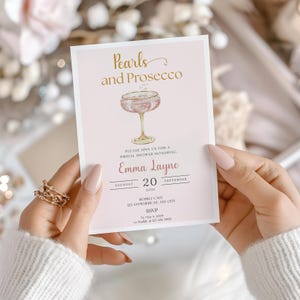 Pearls & Prosecco Bridal Shower Invitation: Pink Champagne (Digital Download)