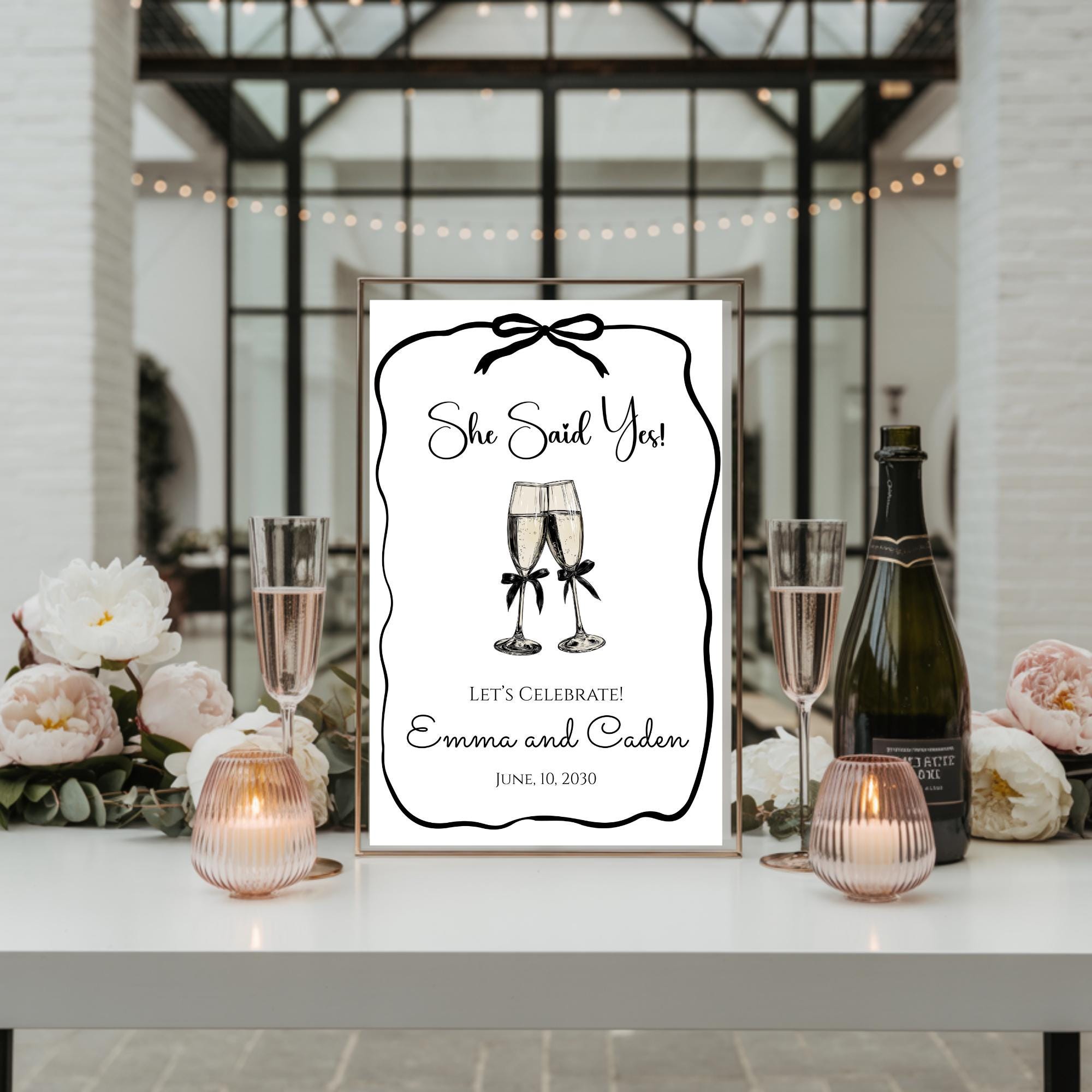 1177 R Sign Elegant Engagement Party Welcome Sign: Champagne Celebration (digital ...