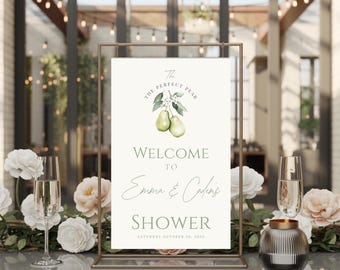 Perfect Pear Bridal Shower Sign, Sage Green Decor (Digital Download)