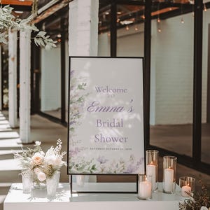 Lavender Bridal Shower Welcome Sign Template, Purple Floral Bridal Sign, Printable Bridal Shower Decor, Elegant Lavender Welcome Poster