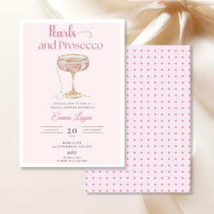 Pearls & Prosecco Bridal Shower Invitation: Pink Champagne (Digital Download)
