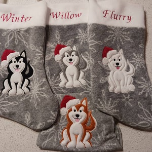 Husky/Malamute/Samoyed Christmas Stocking (several other breeds available) - machine embroidered and appliqued