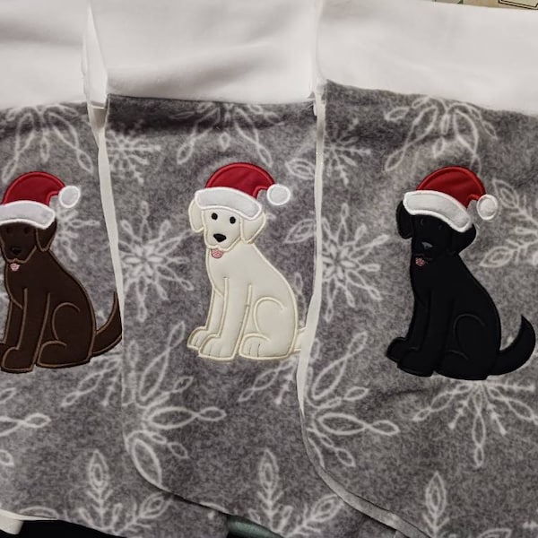 Labrador Retriever Christmas Stocking (several other breeds available) - machine embroidered and appliqued