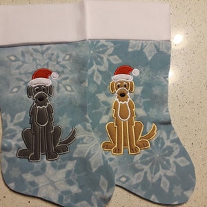 Irish Wolfhound/Scottish Deerhound Christmas Stocking (several other breeds available) - machine embroidered and appliqued