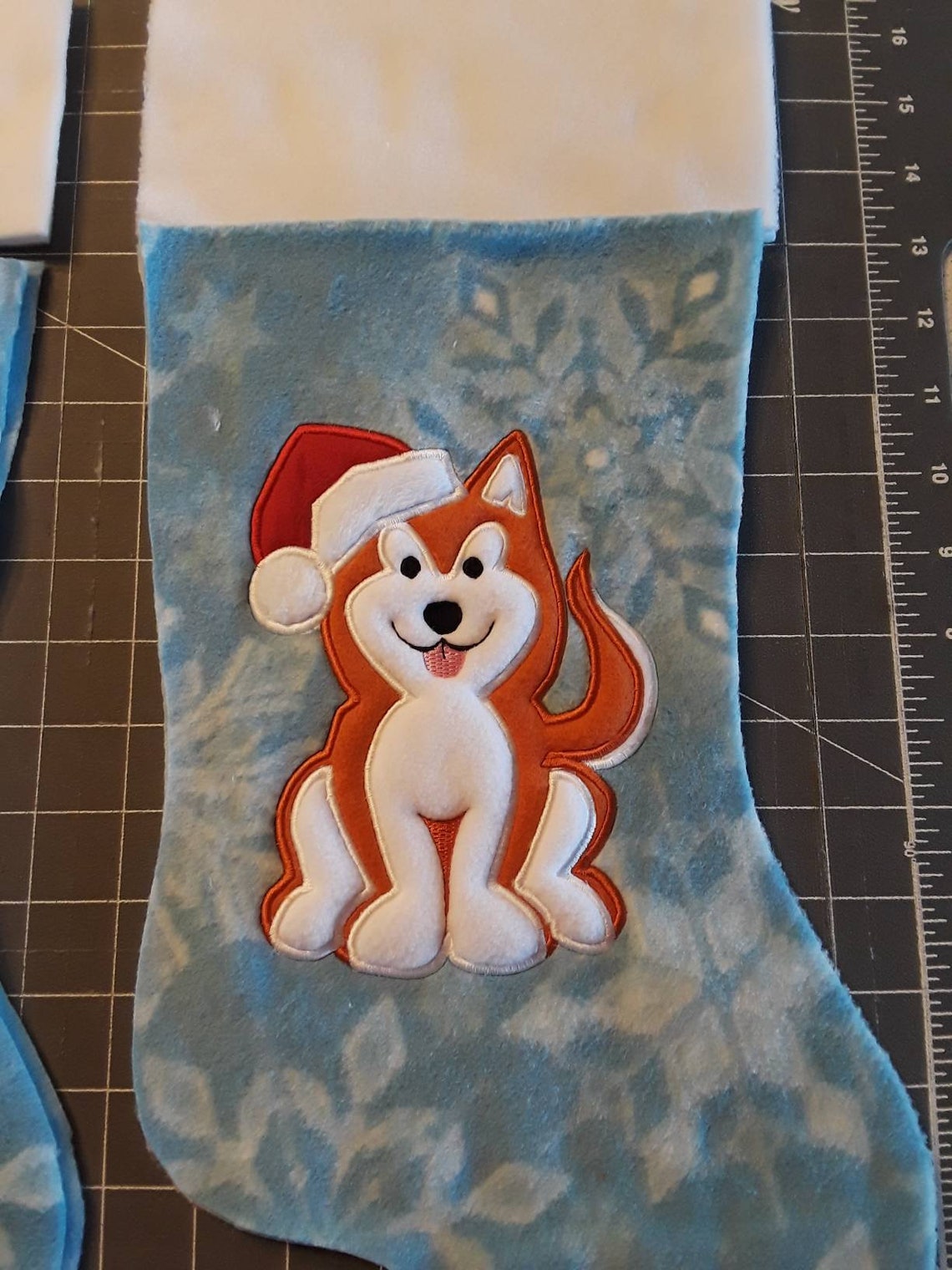 Husky Christmas Stocking machine embroidered and appliqued Etsy