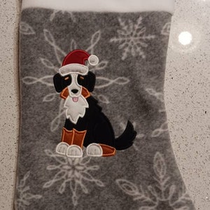 Bernese Mountain Dog Christmas Stocking (several other breeds available) - machine embroidered and appliqued