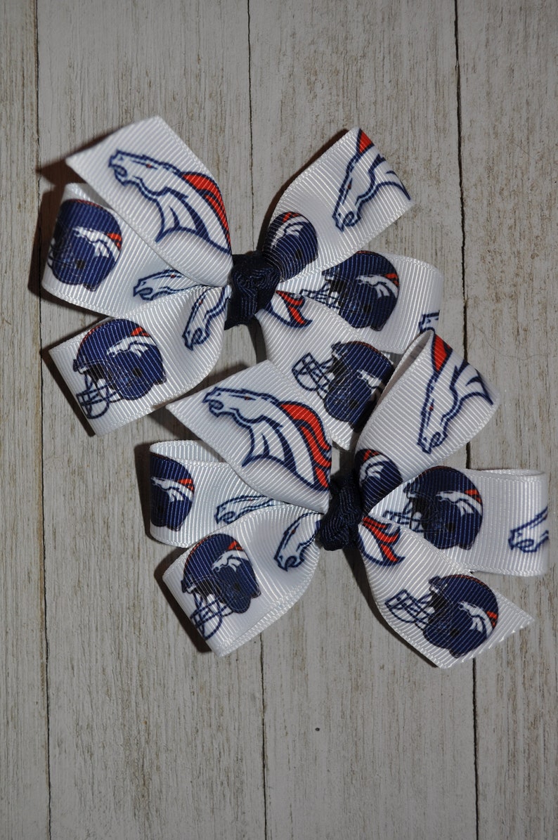 Set of Two Denver Broncos Bows Broncos Bows Broncos Hair Bows