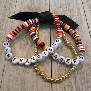 Any Team! Adorable San Francisco 49ers Bracelets Heishi Beaded Bracelet Stacking Bracelet