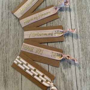 Champagne and Gold Bridal Hair Ties Bridesmaid Matron of Honor Maid of Honor Thank You Polka Dots A La Carte Bridal Hair Ties