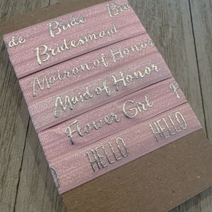 Pink and Silver Bridal Hair Ties Bride Matron of Honor Maid of Honor Bridesmaid Hello A La Carte Bridal Hair Ties