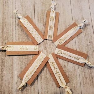 Ivory and Gold Bridal Hair Ties Bride Maid of Honor Flower Girl Hearts Hello Love Bridesmaid Hair Ties A La Carte Bridal Hair Ties