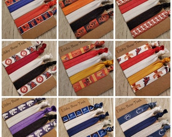 Set of Five Hair Ties College Hair Ties School Spirit Graduation Gift Tailgating Elastic Hair Ties Stocking Stuffer