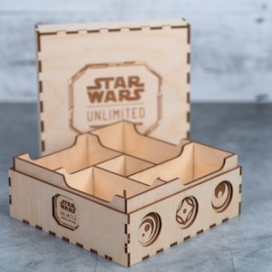 Caixa Star Wars Unlimited TCG Quad Deck - 60 baralhos de cartas - Solução de armazenamento gravada a laser