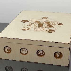 MTG Magic the Gathering Large Etched Storage Box Organizer Stand Alone Fits 3100+ Sleeved Cards / 4500+ Unsleeved!