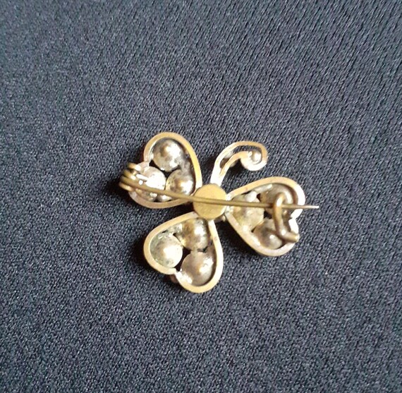 Broche vintage en strass - Bijoux argentés avec strass - France