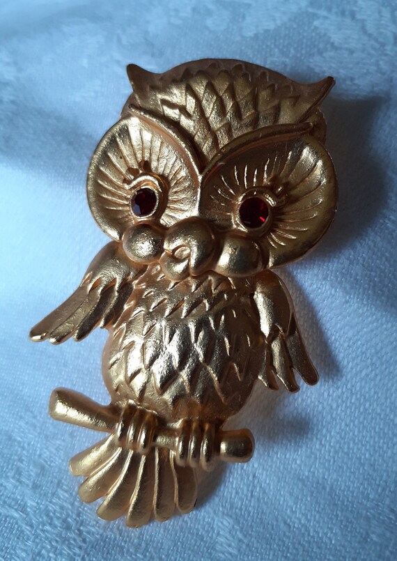 Broche Vintage Oiseau Avec Huppe Perlée - Métal Doré - Occasion