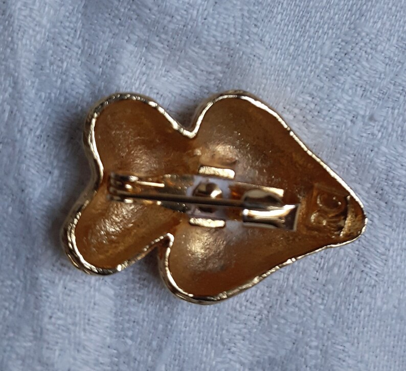Broche Vintage Cadeau 3D En Métal Doré Et Strass – Ancienne, France