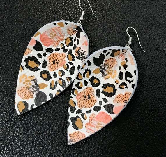Floral & Leopard Leather Earrings Floral & Leopard Leather Earrings