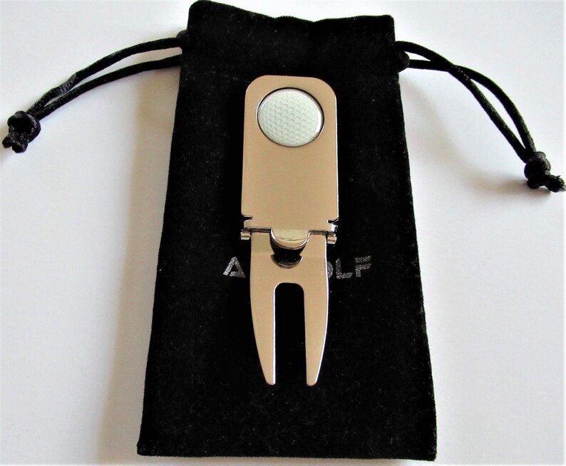 Cigar Holder Golf Divot Tool W/ Enamel Ball Mark Free Storage Bag Golf