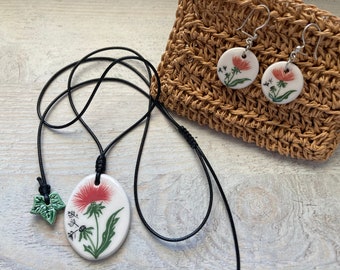 Floral Ceramic Jewelry Set for your loved ones and best friends. A perfect unique gift.
